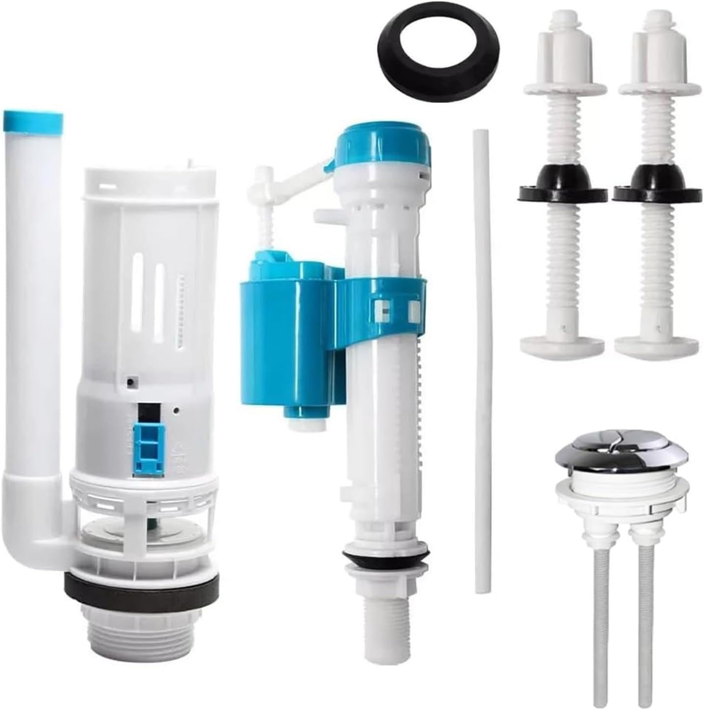 Toilet Valve Replacement Kit,3-Inch Dual Flush Valve Replacement Kit for 2-Piece Toilet,Toilet Repair Kit with Flush Valve, Fill Valve, Button, Gasket, Bolts,Compatible with Most American Standard