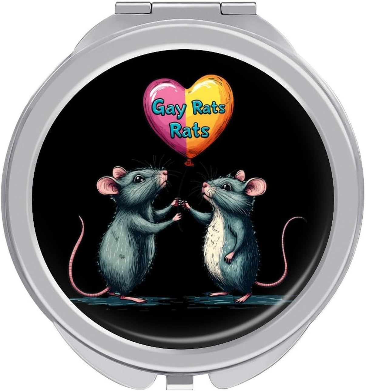 Gay Rats Compact Makeup Mirror Mini Foldable Cosmetic Mirror Portable Travel Mirror for Purse Pocket
