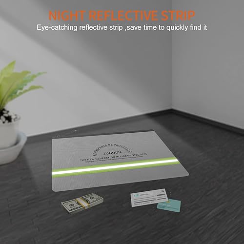 Miniatura 5 de JUNDUN Bolsa de dinero ignífuga, 10.6 x 6.7 pulgadas, impermeable e ignífuga con cierre de cremallera, bolsa de almacenamiento segura ignífuga para