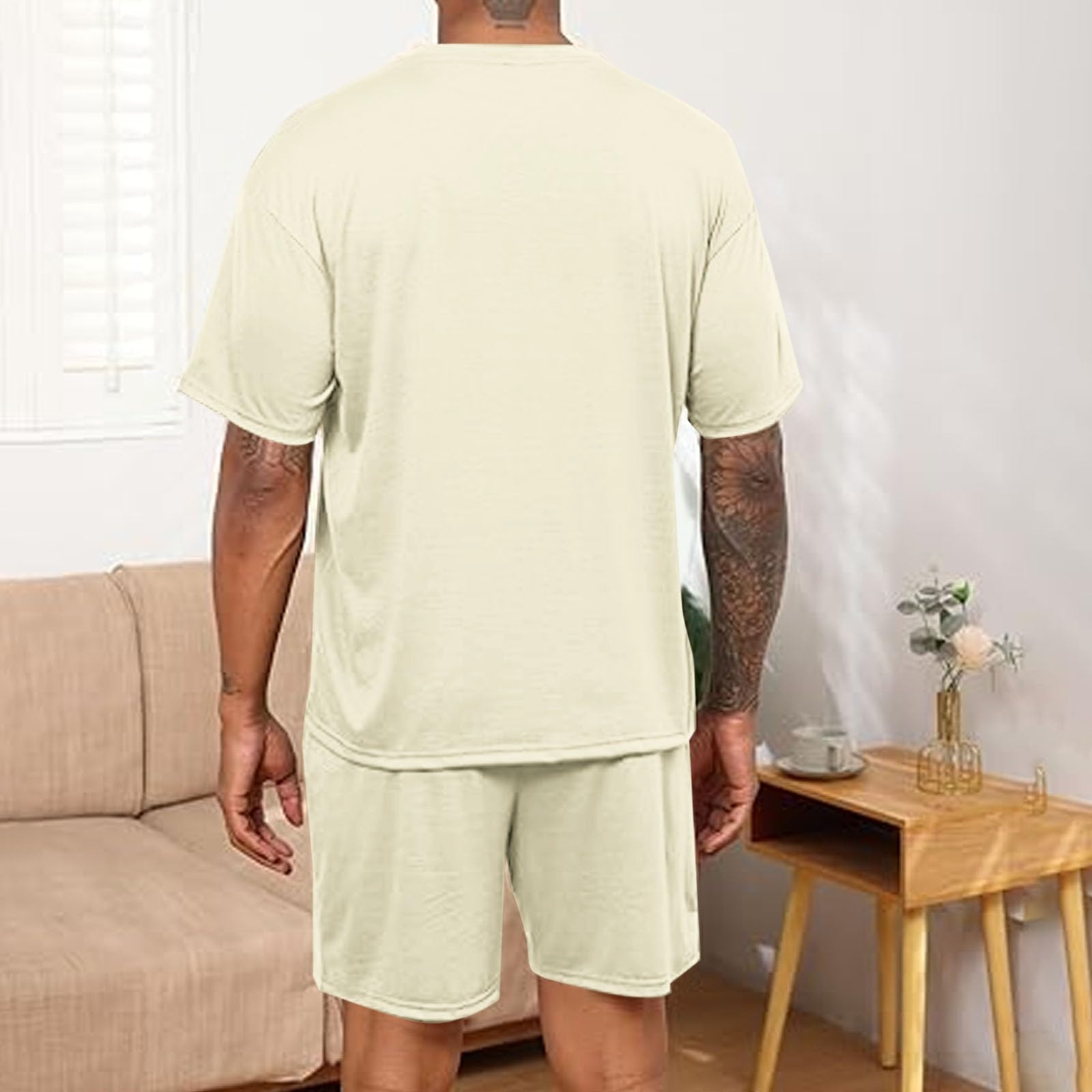 Hombre Casual 2 Trajes Manga Corta Athletic Oversize Camisetas Cordón Chándal Conjunto de Chándal Deportivo Unisex