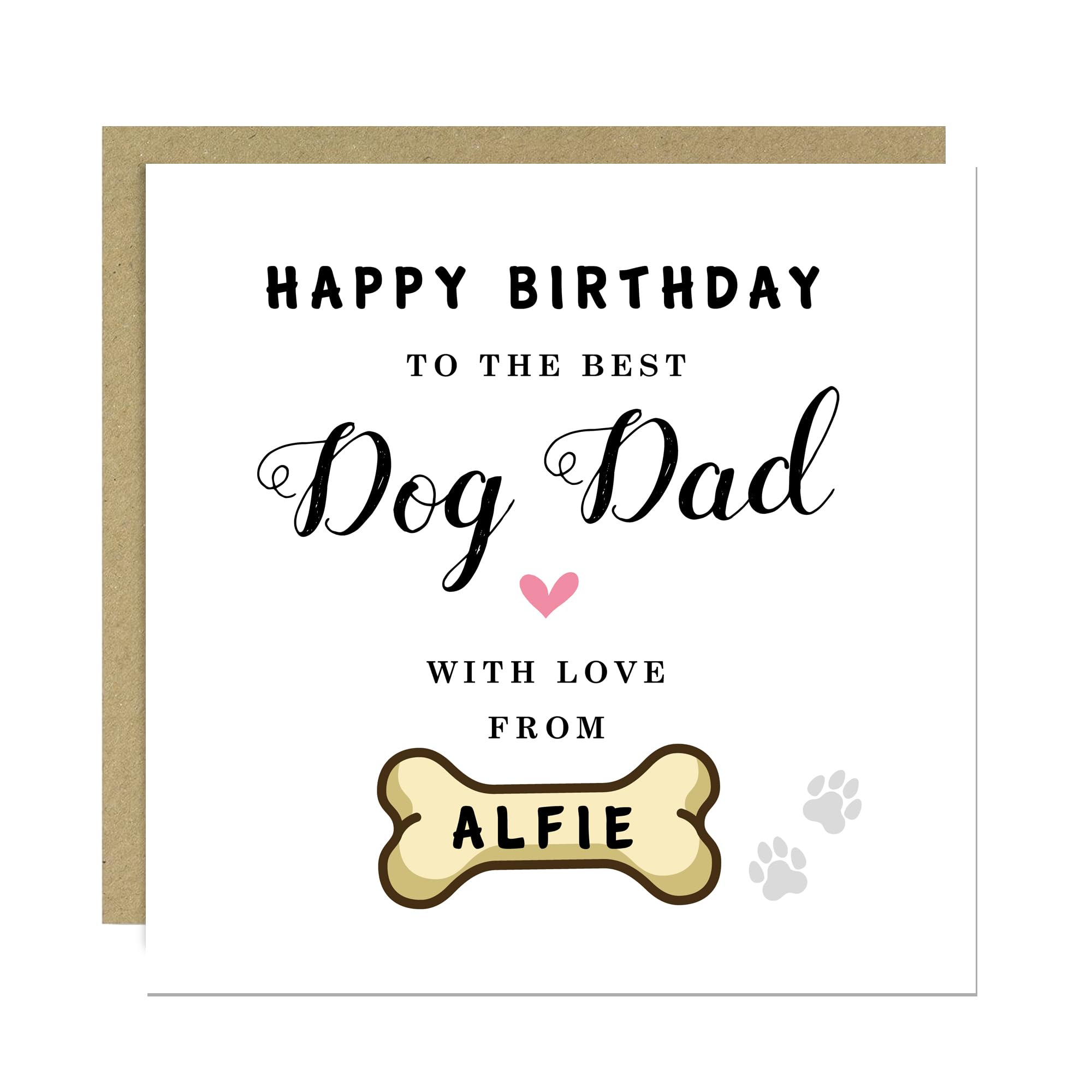 RED OCEAN Personalised Card For Best Dog Dad Card With Envelope Birthday For Dad Funny From Dog Puppy Pet