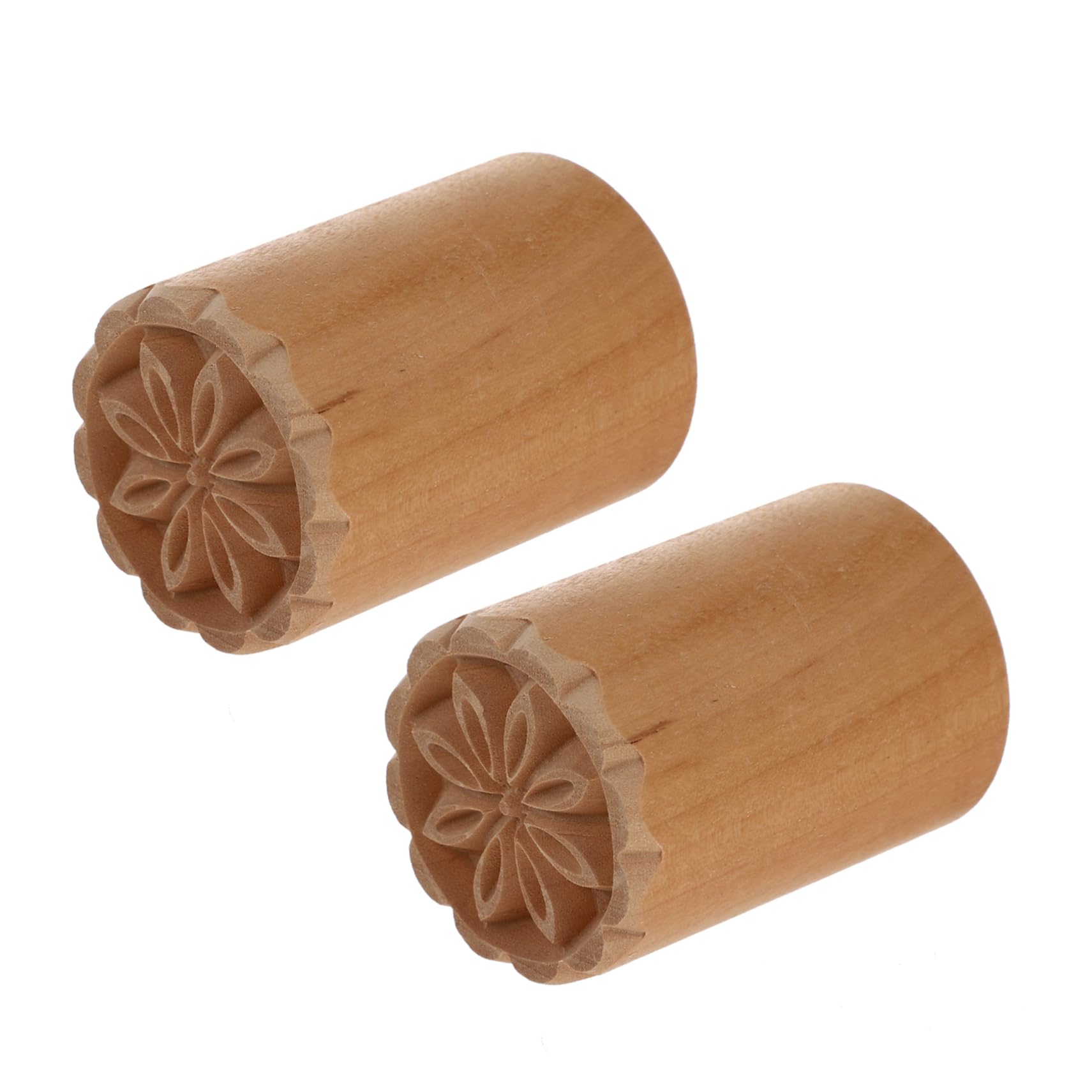 Cabilock 2Pcs Wooden Dough Stampers Food Grade Stampers for Decorating Buns and Desserts Patterns for Baking Supplies Design