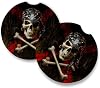Anne Stokes Pirate Skull | Car Coasters for drinks Set of 2 | Perfect Car Accessories with absorbent coasters. Car Coaster measures 2.56 inches with rubber backing