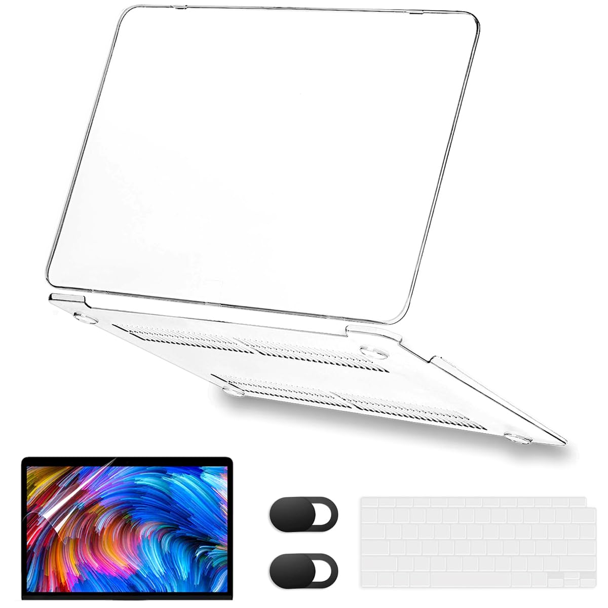 Protector MacBook Air 13.6 pulgadas chip M3 M2 carcasa transparente A2681 con protector teclado Touch ID 7