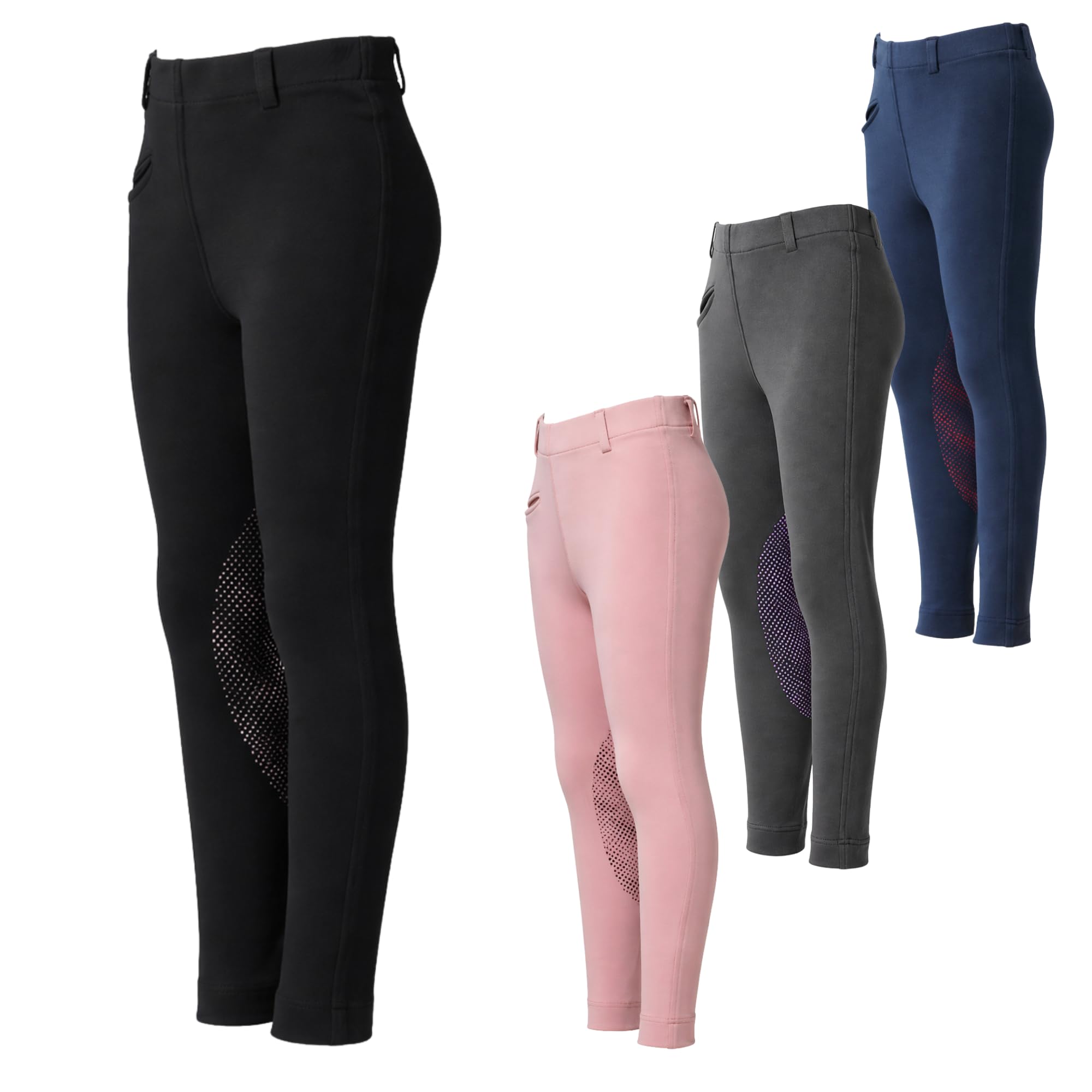 PFIFF 103133 Reitleggings Emilia für Kinder 3/4 Vollbesatz Silikon, Kinderreitleggings mit Gürtelschlaufen