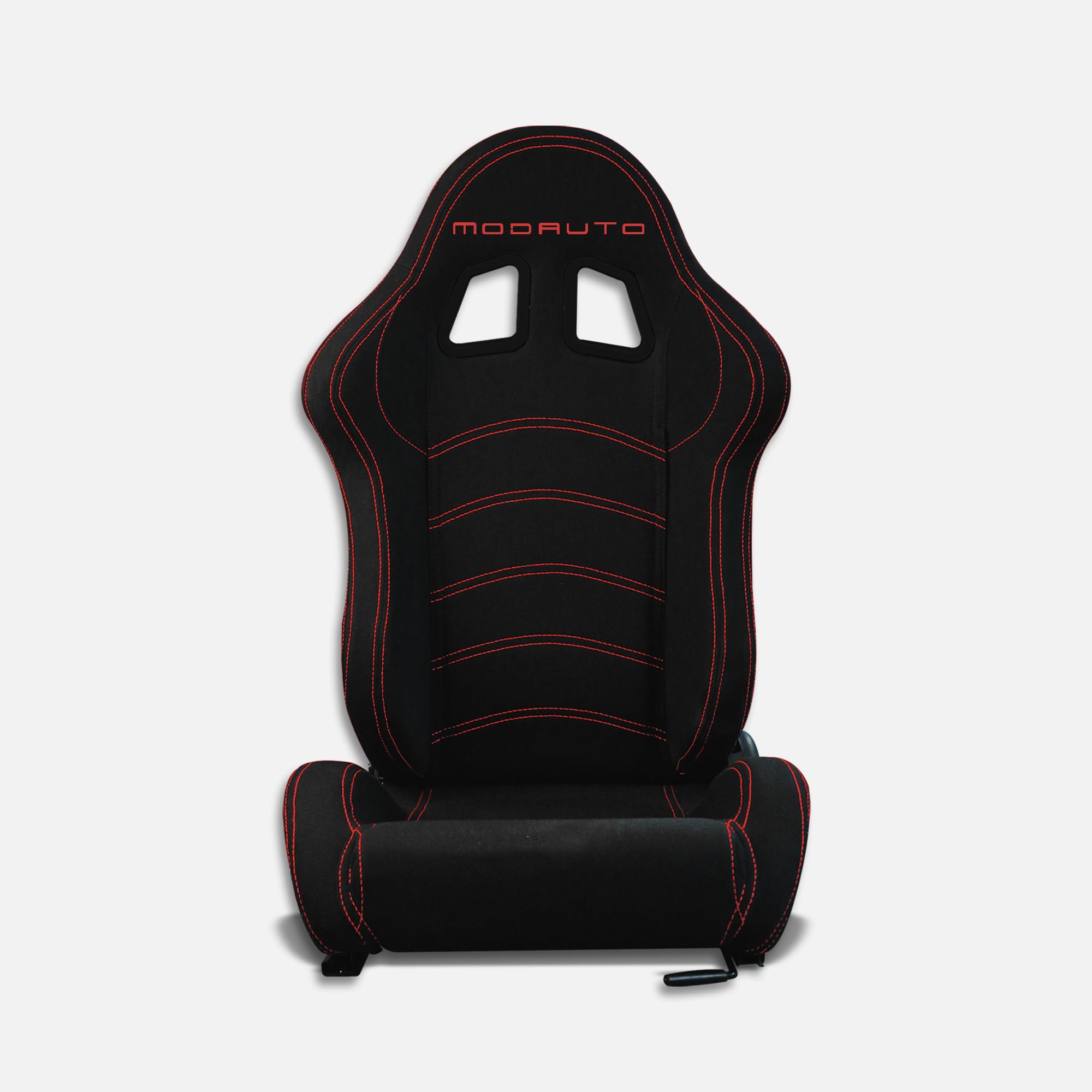 MODAUTO Asiento Deportivo Coche,Semibaquet Ajustable,de Tela,Adaptable para Coches,Ríeles incluidos,Conductor y Pasajero, para Coche y Simulador de Conducción,Modelo M-N190L,Negro Logo