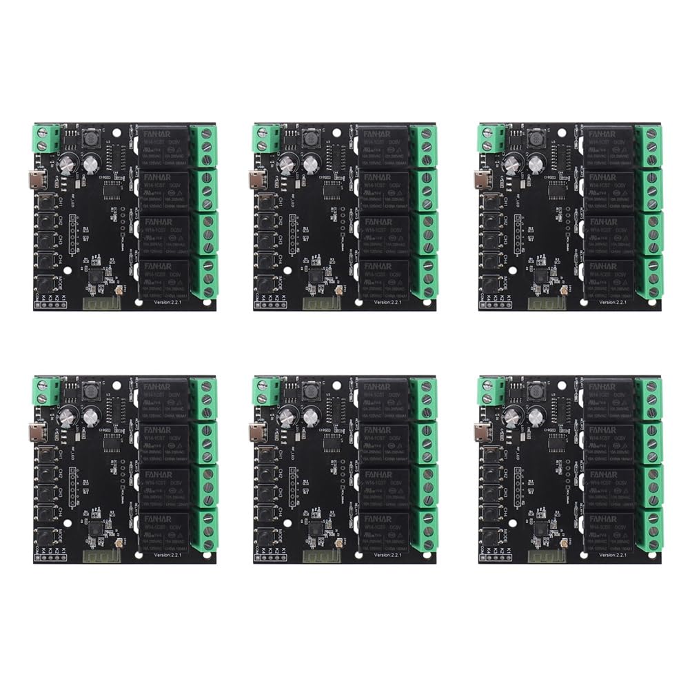 Jnchdghwa Black 6X 4Ch Tuya Switch Wifi Switch Module Wireless Relay Smart Life App Remote Control Smart Timer For Smart Home Switch