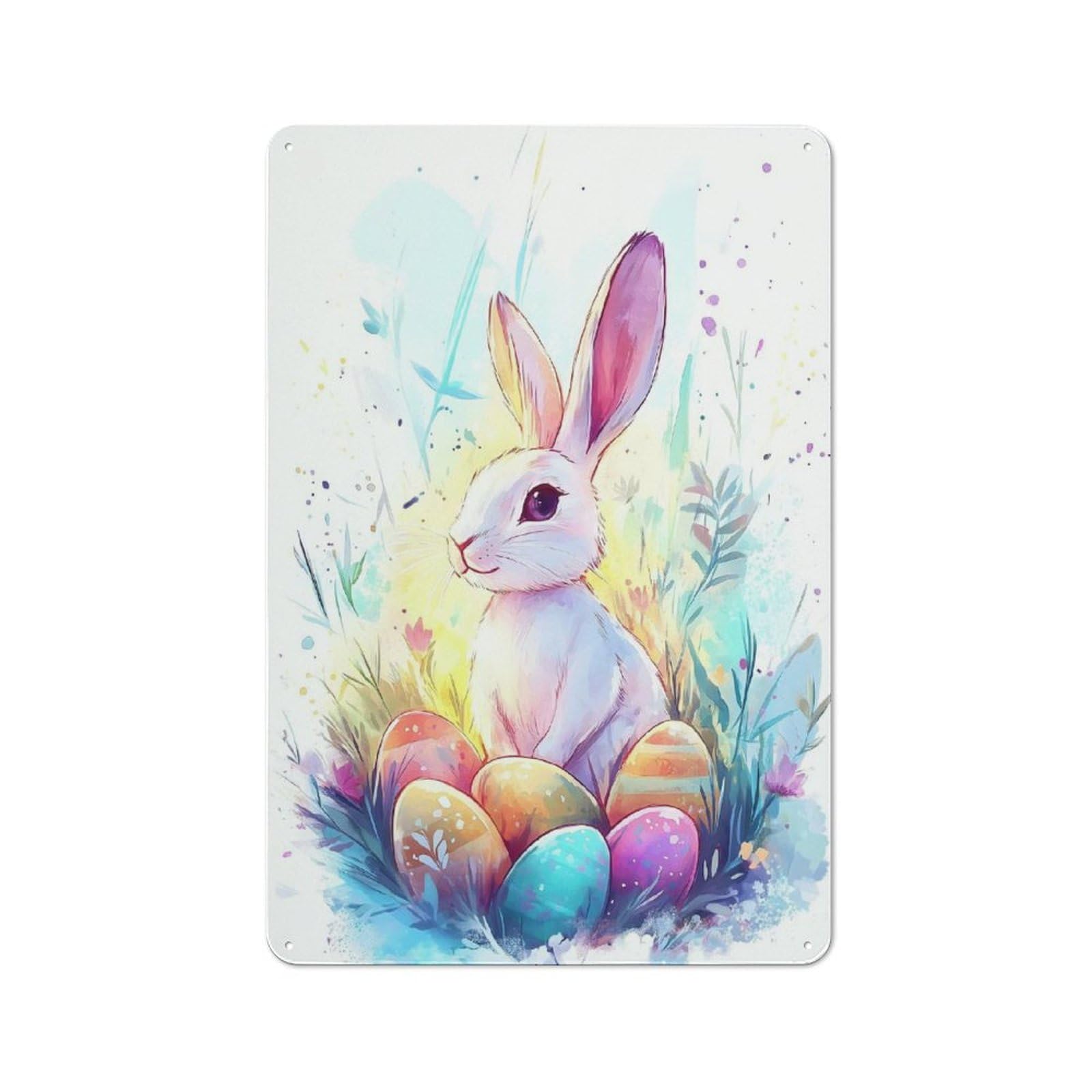 Junmoney Easter Bunny With Eggs For Garden Room Or Summerhouse, Vintage Tin Sign 30X20cm, For Display In Garden Rooms And Summerhouses
