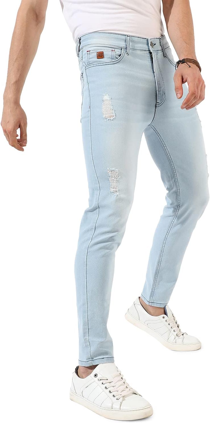 Campus SutraMen's Regular Fit Mid Rise Classic Denim Jeans | Premium Stretchable Cotton Mid-Rise Crafted with Comfort Fit and High Performance for Everyday Wear