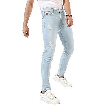Campus Sutra Men's Regular Fit Mid Rise Classic Denim Jeans | Premium Stretchable Cotton Mid-Rise Crafted with Comfort Fit and High Performance for Everyday Wear