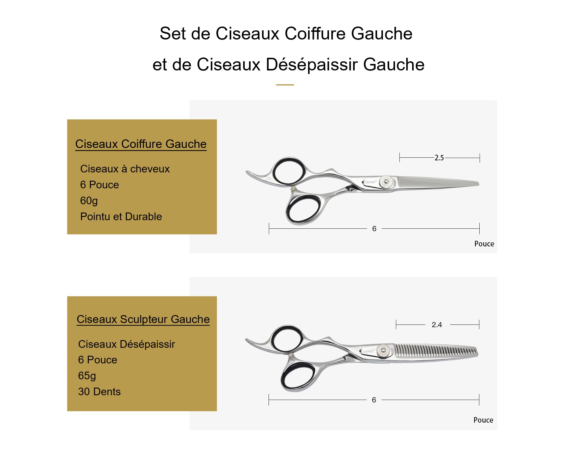 Linkshändiges Friseurscheren Set 6 Zoll - Friseurscheren und Haarschneideschere Desepaissire