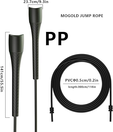 Miniatura 2 de Cuerda de saltar irrompible de PVC de 0.197 in  Asas de polipropileno de grado profesional con textura de diamante, cable de PVC de 40 veces de