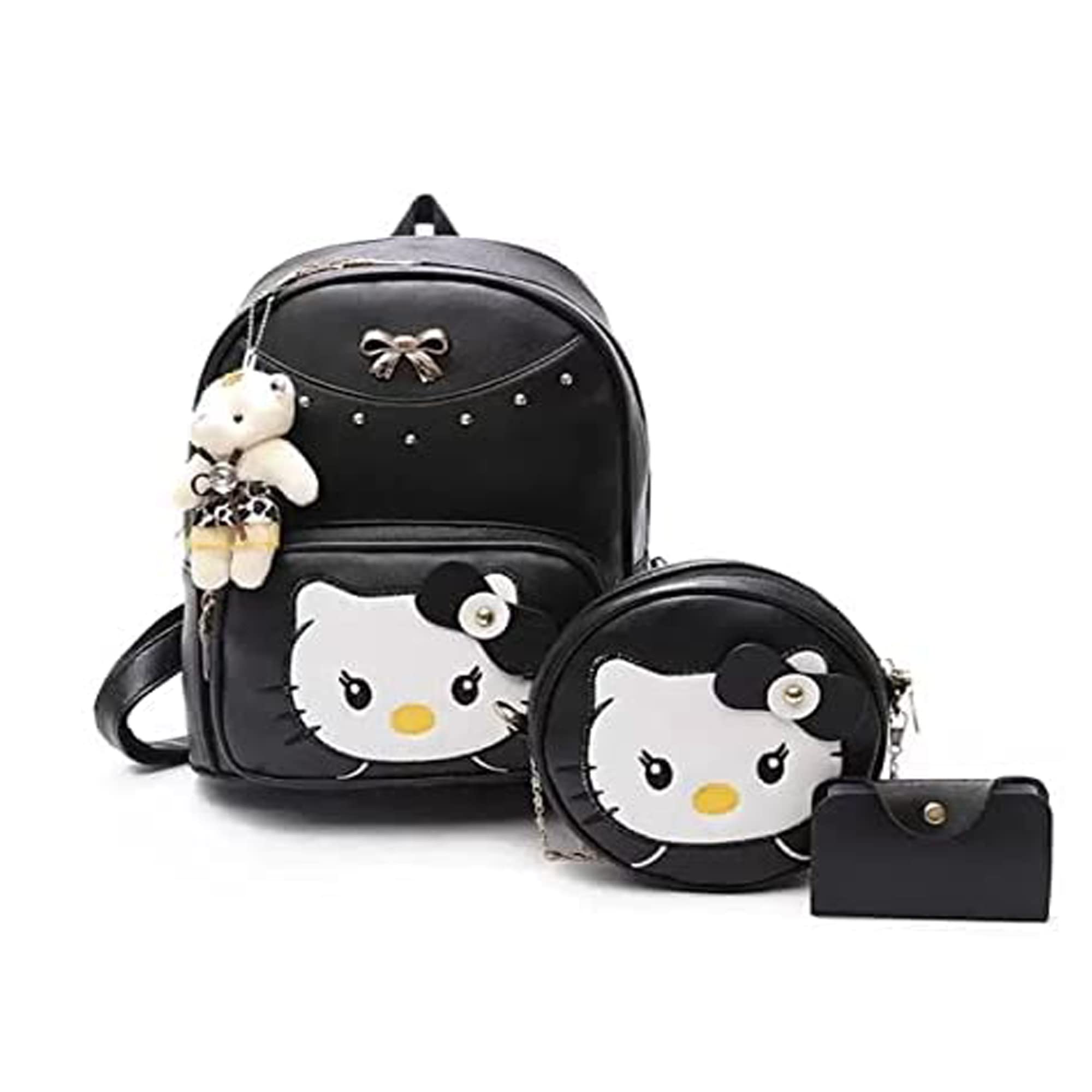 floki Fashion Girls 3-PCS Fashion Cute Mini Leather Backpack sling & pouch set for Women/gift for girl (black) (B09X2RDYZJ) Amazon Price History, Amazon Price Tracker