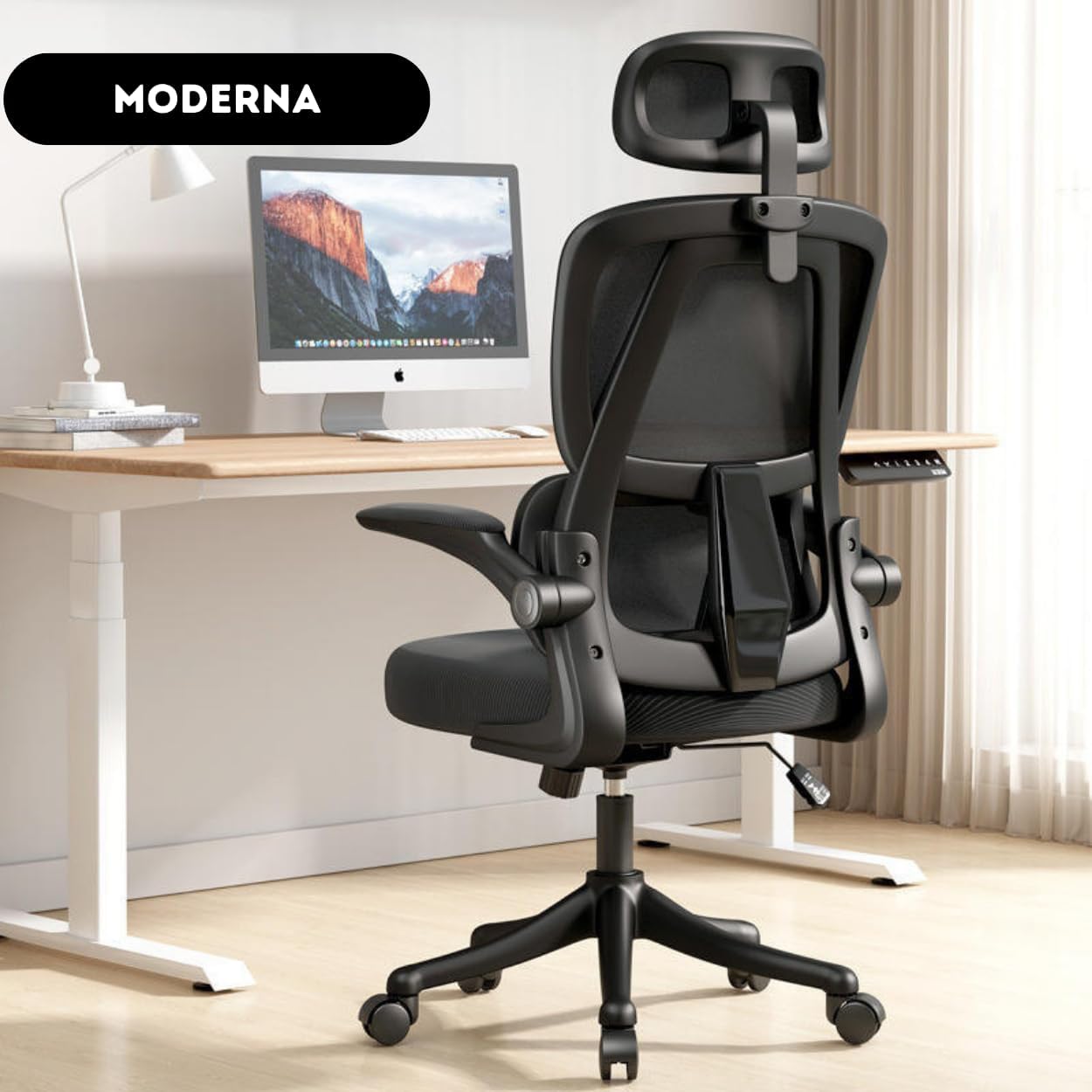 Cadeira De Escritório Ergonômica Giratória com Apoio de Braços 150kg 3D Plus (Preta)