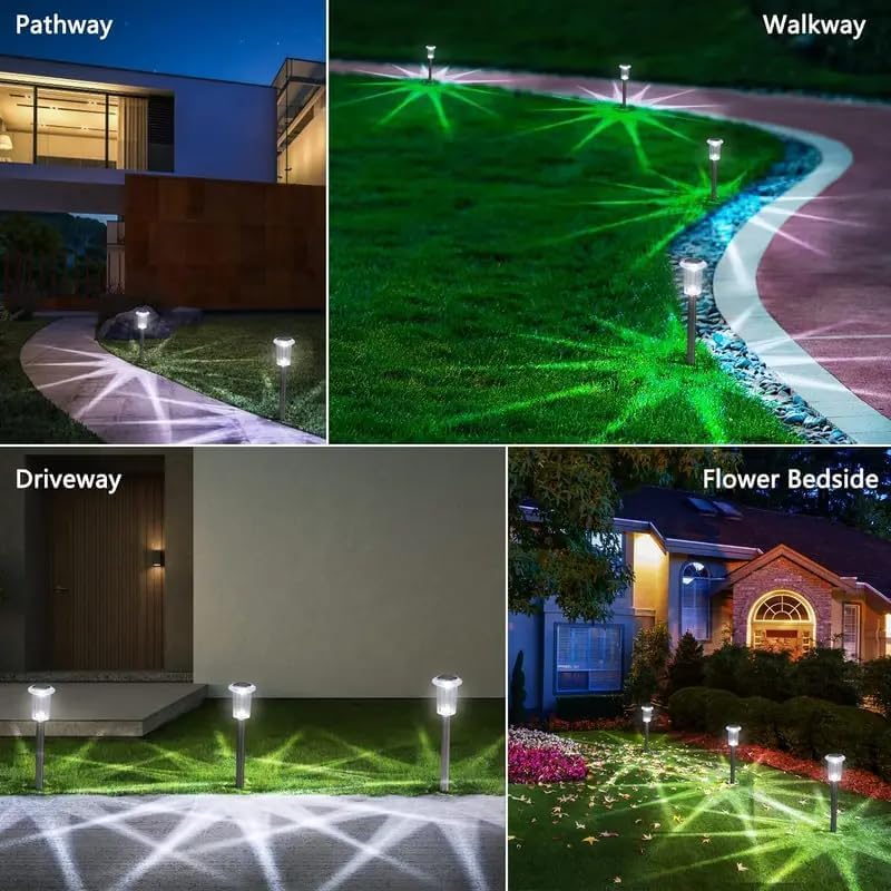Solar Street Lights Outdoor, 12 Pack, Waterproof Pathway Lights, Warm White LED, Garden Landscape Lighting (12)