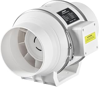 OMTech 6 Inch 150 mm Inline Duct Fan, 318 cfm Air Duct Fan with Quiet 75W AC Motor, Low Noise Duct Booster Fan for Fume Extraction, HVAC Ventilation Exhaust Fan for Grow Tent Basement Bathroom Kitchen
