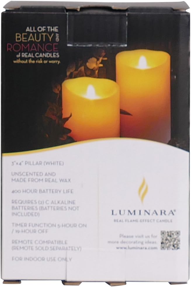 Darice Luminara® Flameless Candle - Unscented White Wax 360 Pillar - 4 in