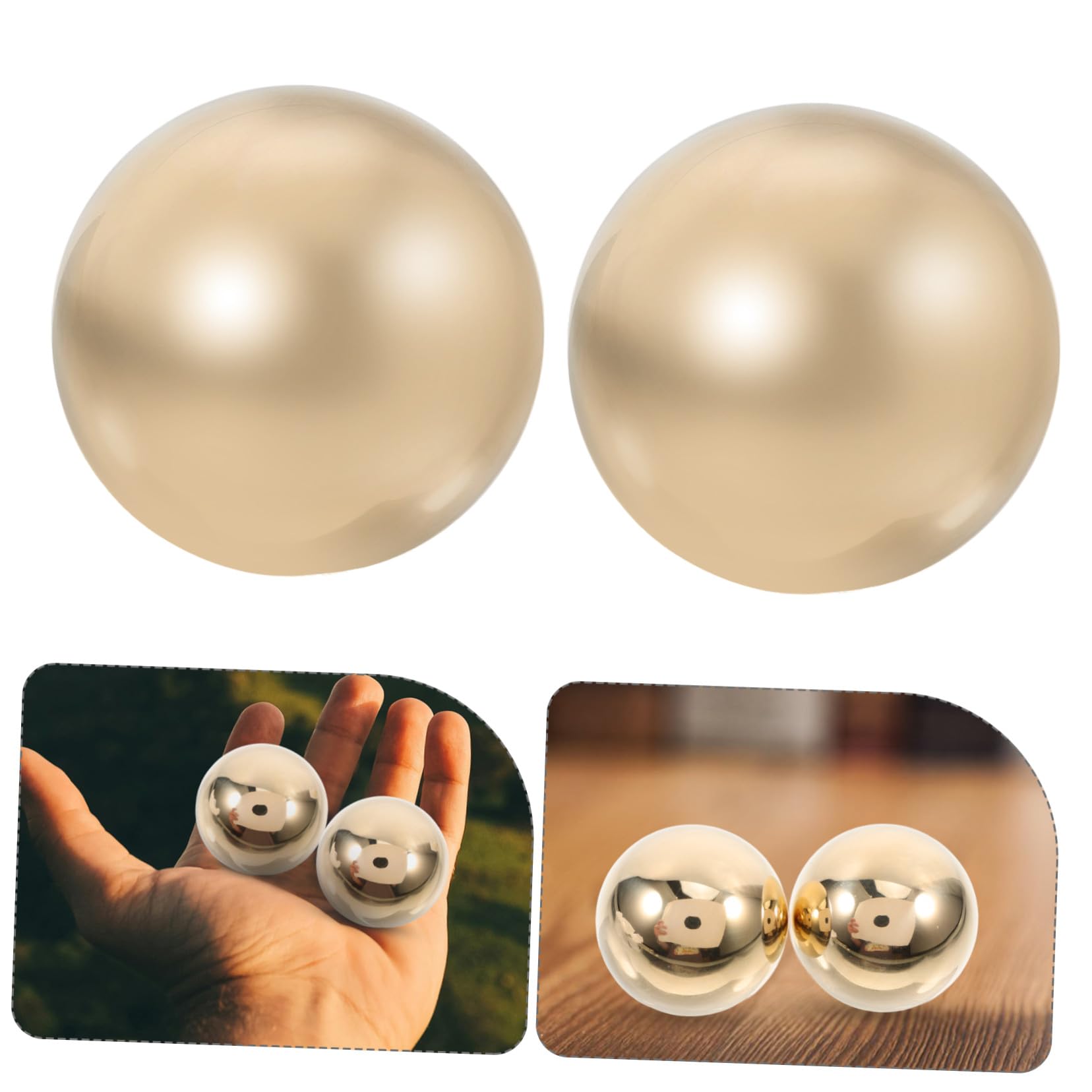 Toyvian 2stücke Messing Kugeln Für Handmassage Glatte Metallbälle Handgymnastik-übungsgeräte Portable Fingerdehnungsbälle