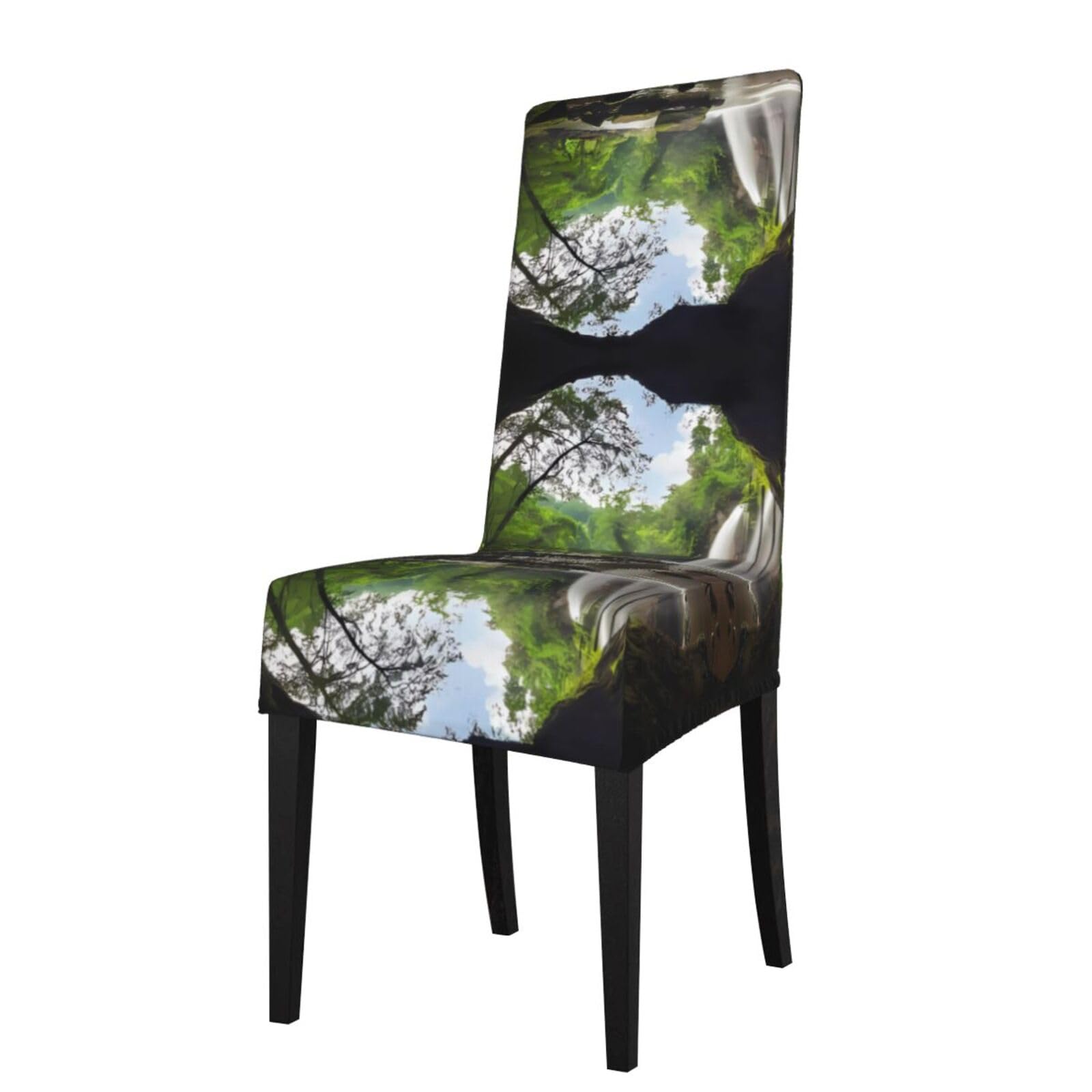 Yyhwhjde Black Mountain Waterfall Prints Protection Cover For Dining Chair – Stretch Slipcovers For A Fresh, Refreshed Dining Room Look!