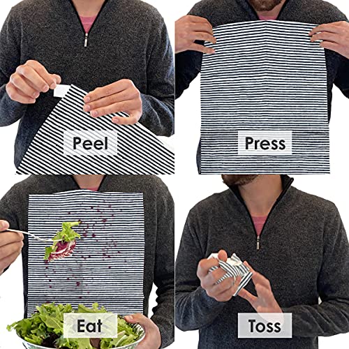 NEATSHEETS Disposable Bibs for Adults, Kids & Elderly Senior | Adhesive Tab Napkins for Eating, Personal Use, Home Care & Business | Spill Absorbent, Stain/Liquid Repellent | Blue Ticking, 20 Count