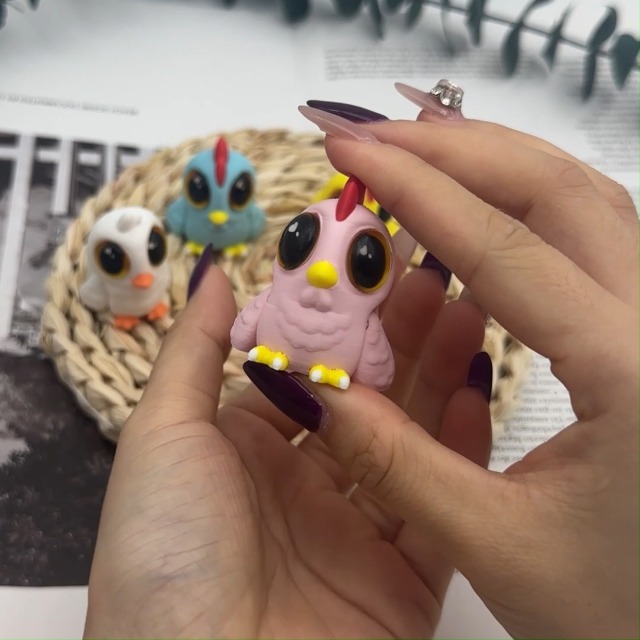5 imanes decorativos articulados 3D de pollito para refrigerador miniatura 7