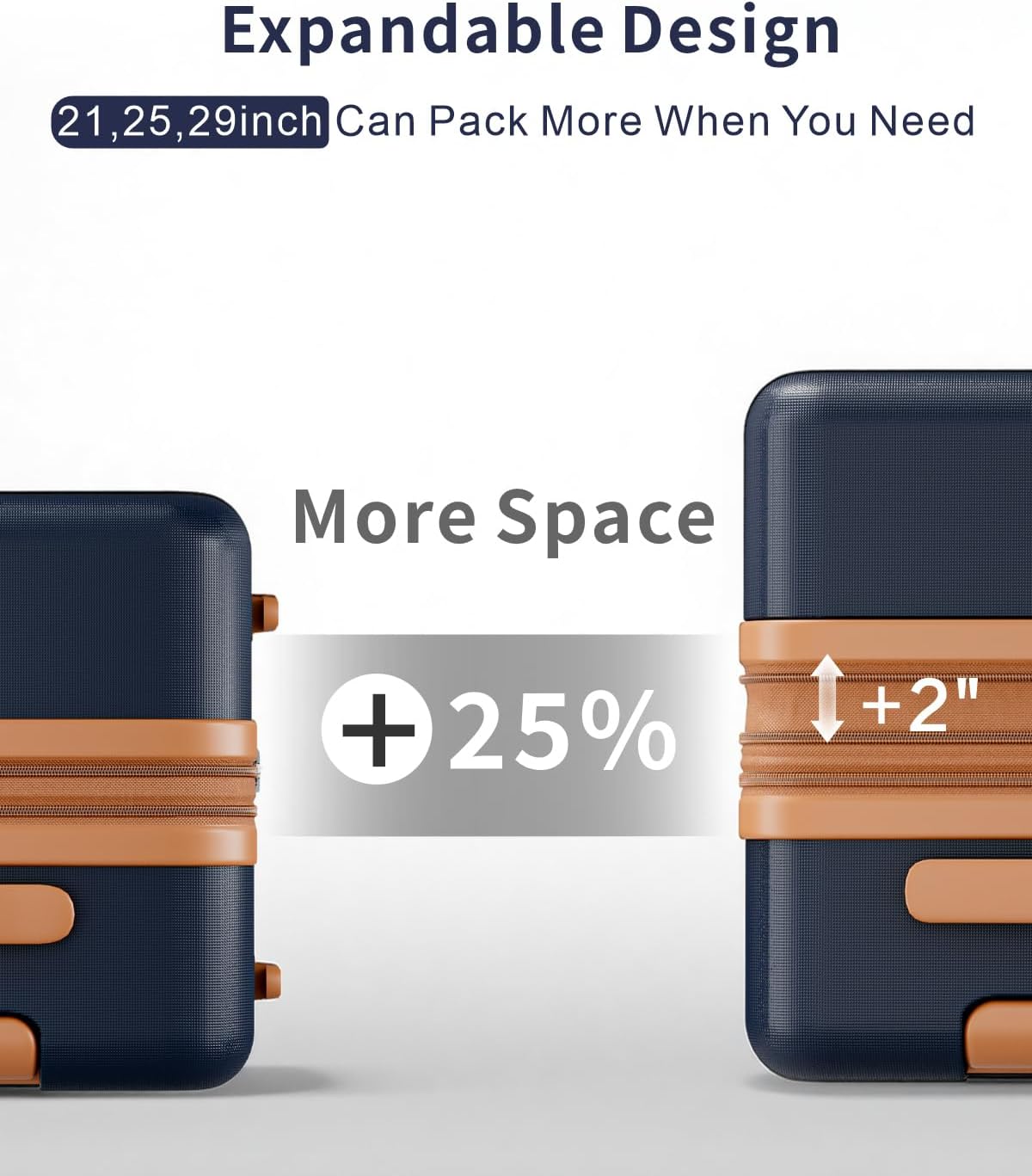 3 Piece Luggage Set, 21/25/29 Inch Expandable Luggage Sets with Spinner Wheels, ABS+PC Hardshell Suitcases, Suitcase Set with YKK Zipper, TSA Lock & 3 Tags