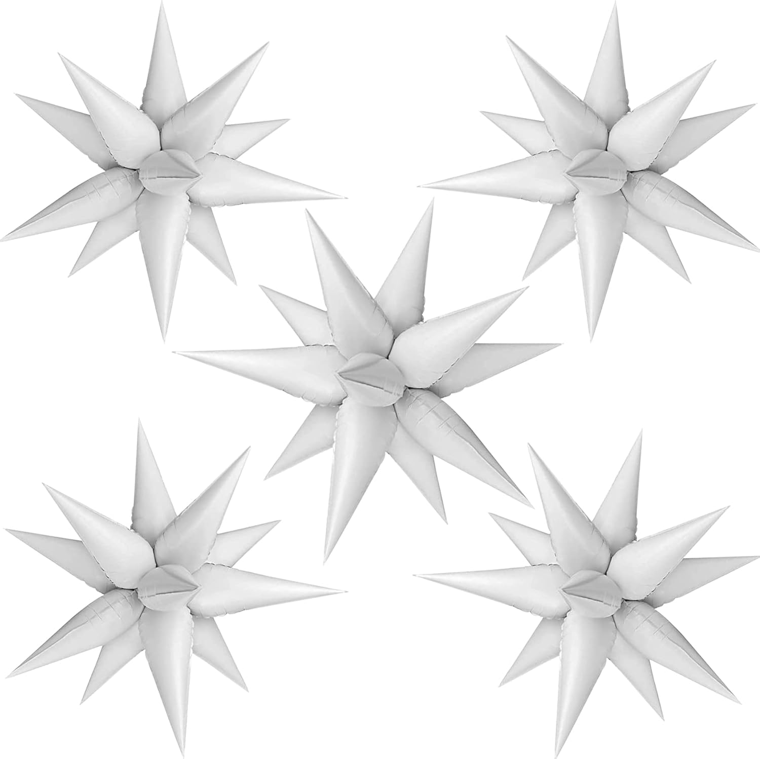 zakvoor 60 pcs star balloons 12 spike foil explosion party decoration balloons for halloween wedding birthday anniversary backdrop (white)