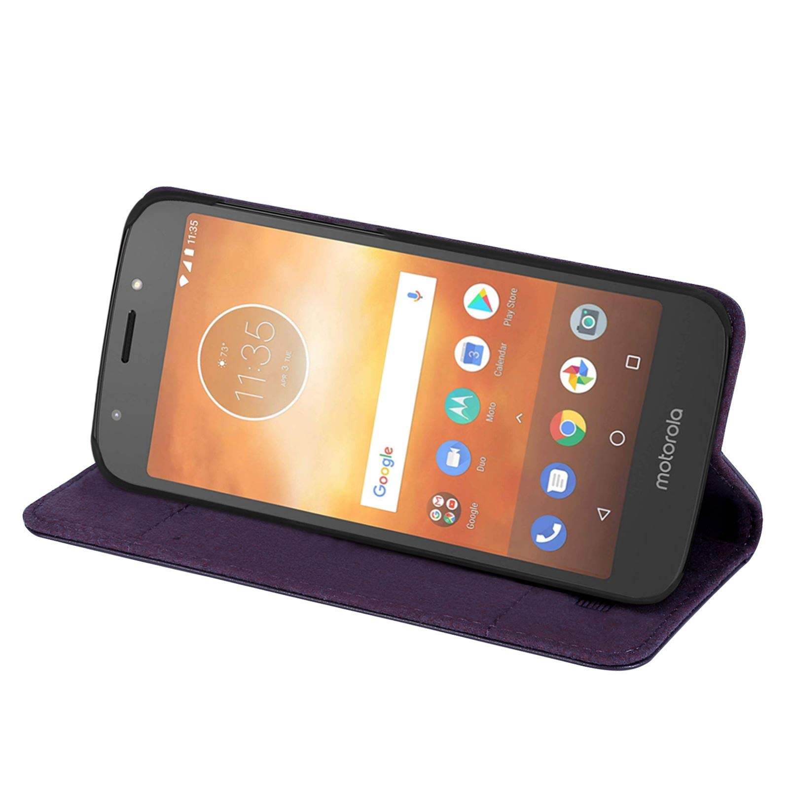 32nd Classic Series - Funda Tipo Libro De Piel Real Para Motorola Moto G5, Carcasa De Cuero Premium Diseñada Con Cartera, Cierre Magnetico Y Soporte Integrado - Azul Marino