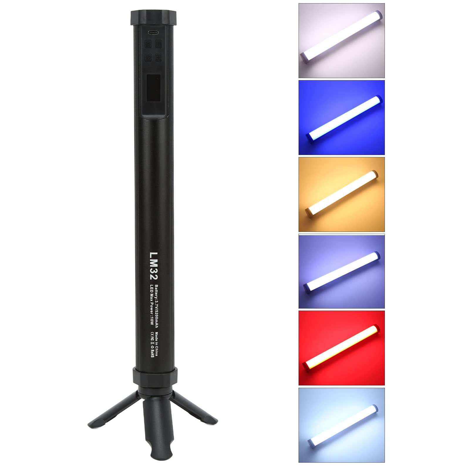 Tubo LED RGB Bacchetta Luminosa Portatile Regolabile per Fotografie e Riprese Video con Batteria Incorporata Ad Alta luminosità da 10 W