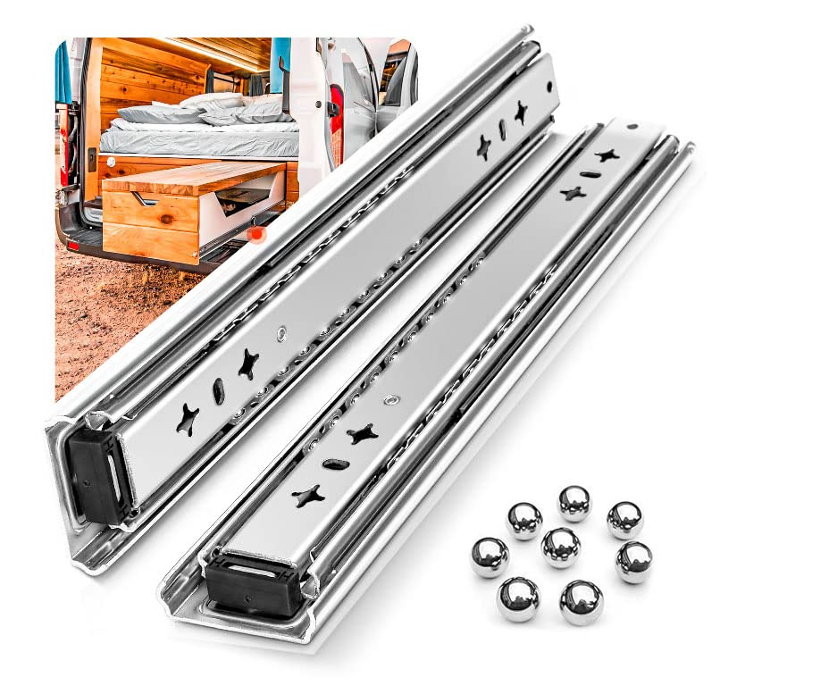 SHUHANG 1 Pair 250 lb Load Capacity Heavy Duty Drawer Slides 12 14 16 18 20 22 24 26 28 30 32 34 36 38 40 Inch Full Extension Ball Bearing Side Mount Rails Industrial Tool Box Runners Cabinet Glides