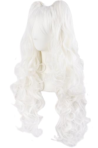 Miniatura 3 de Peluca MapofBeauty Lolita para disfraz cabello largo rizado con coleta Blanco