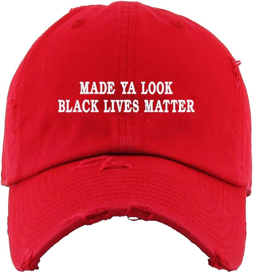 Made Ya Look BLM Embroidered Vintage Baseball Cap Cotton Adjustable Distressed Dad Hat