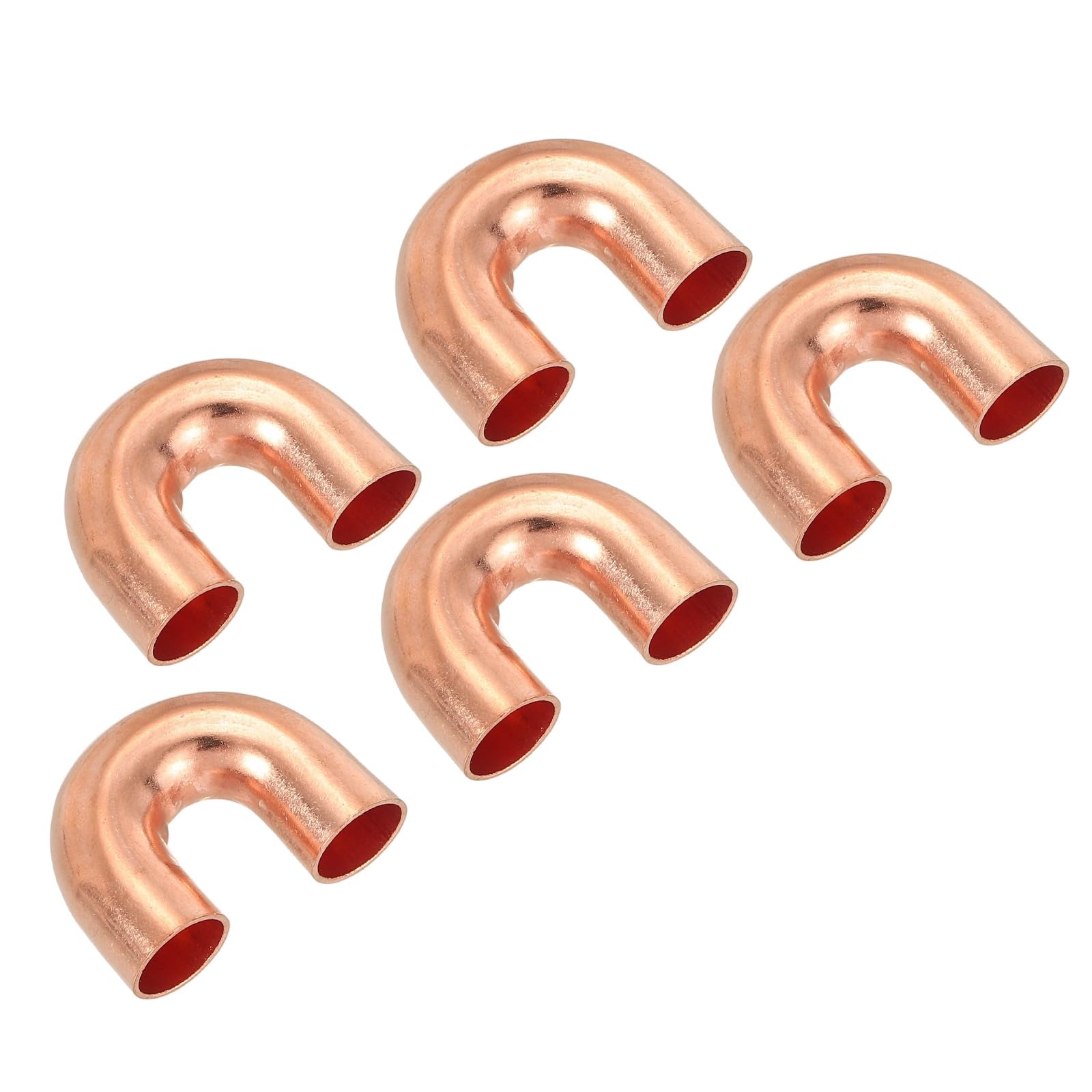 PATIKIL 3/8" OD 21x27mm Elbow Copper Pipe Fitting, 5Pcs 180 Degree Bend Welding Sweat Solder Connection for HVAC Air Conditioner Plumbing