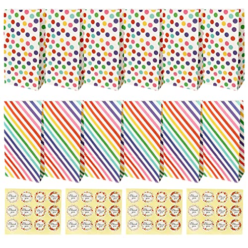 FANGZHE Papiertüten, 40 Geschenktüten, 48 Aufkleber, Bunte Geschenktüten, Candy Tüten, Partytaschen, Partytüten Set für Halloween Cover