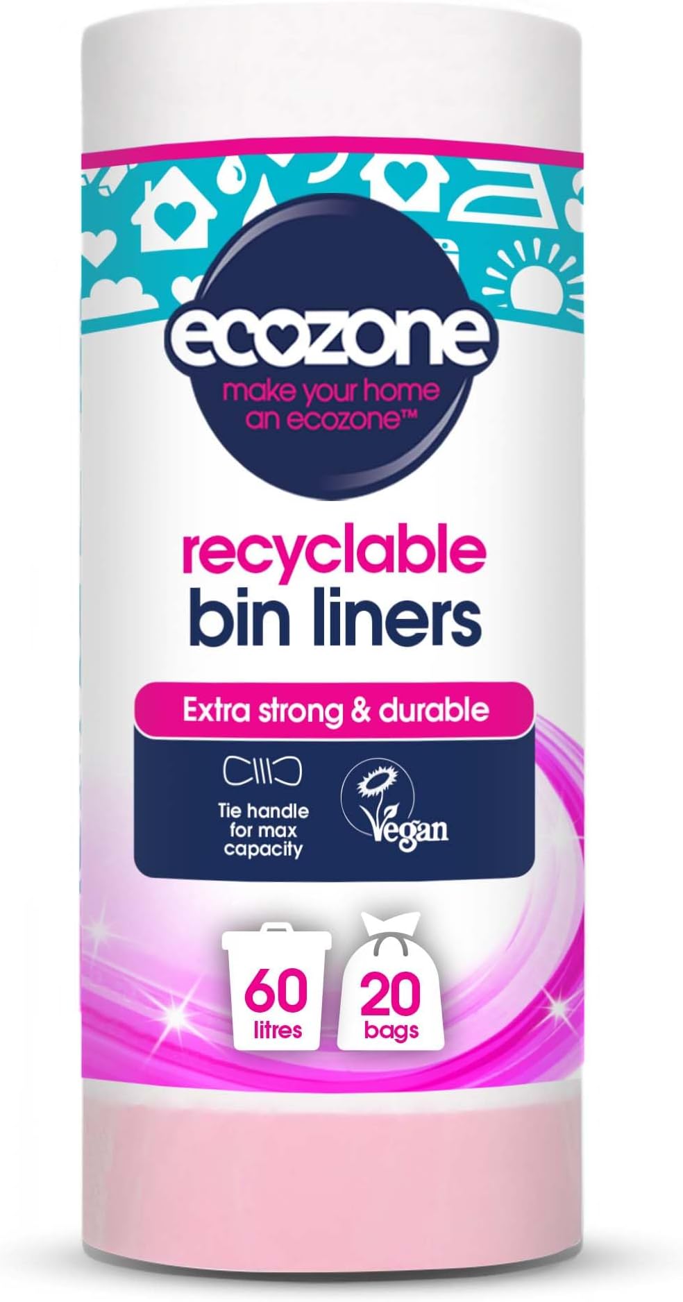 Ecozone Biodegradable Bin Liners, Pack of 20, BB60L
