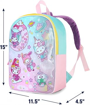Hello Kitty and Friends Backpack for Girls - 15 Cute Kids Bookbag | Hello Kitty Toddler Backpack with Padded Straps & Large Zip Compartment