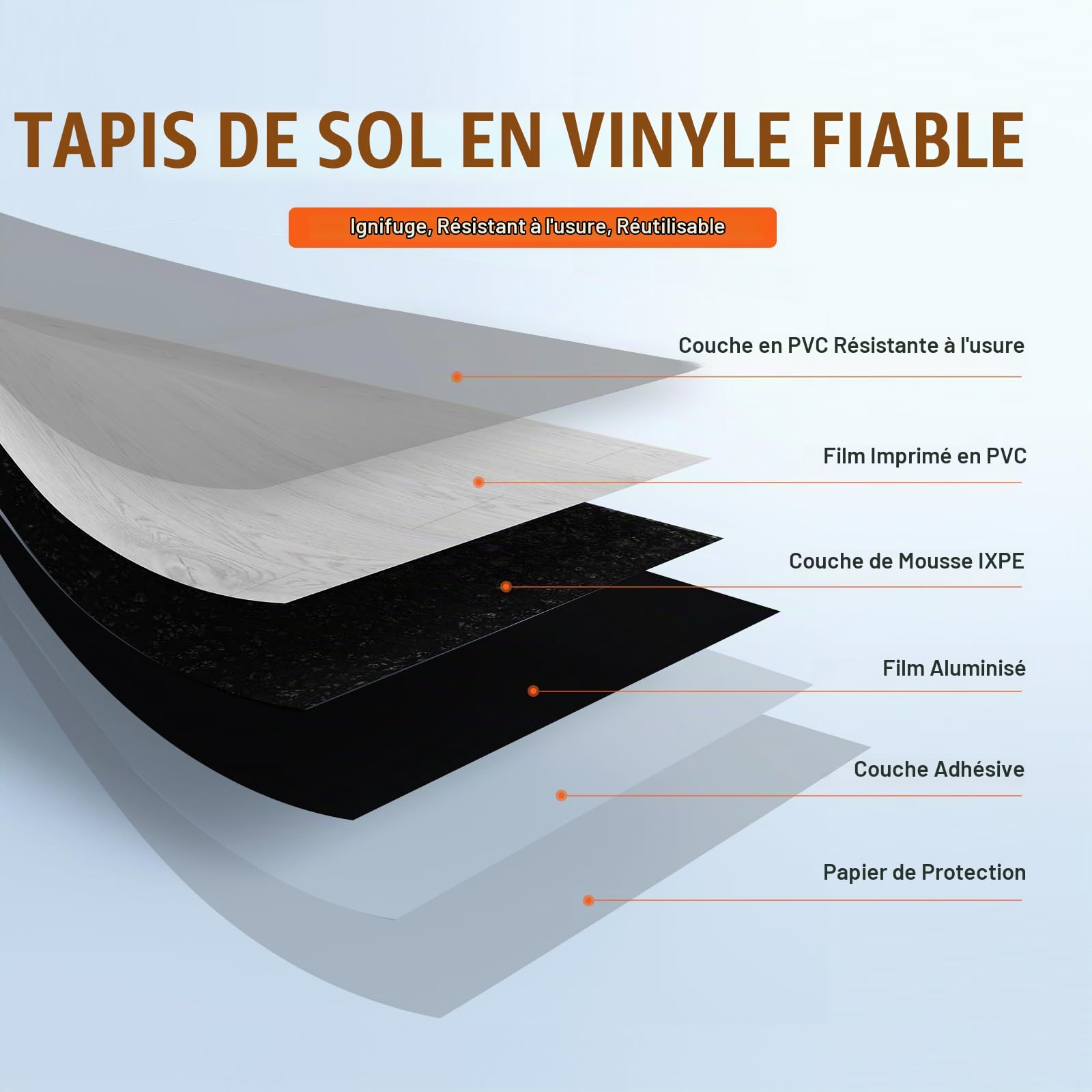 VEVOR Revêtement de sol en vinyle auto-adhésif 9900 mm x 600 mm, dalle de sol DIY en bois gris clair, 1,5 mm d'épaisseur à décoller et à coller, pour cuisine, salle à manger, chambre et salle de bain