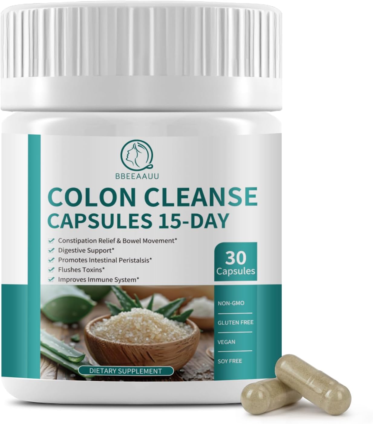 Colon Cleanse Detox Capsules, 15 Day Gut Health Supplemetns, Gut Health for Women Men, Support Digestive & Intestinal, with Psyllium Husk Powder & Senna Leaf, Non GMO, Gluten Free