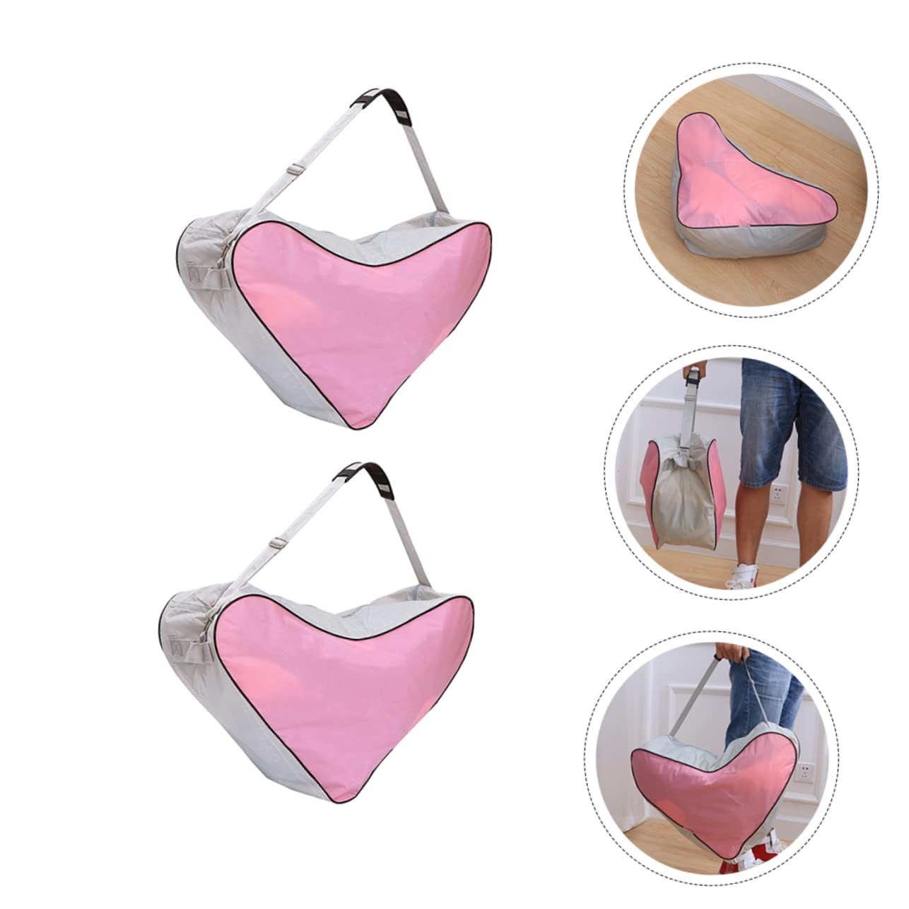 BESPORTBLE Borsa Porta Pattini a Triangolo 2 Pezzi in Oxford Rosa | Roller Skates e Inline Skates Shoes, Riutilizzabile, Portatile, Facile da Pulire