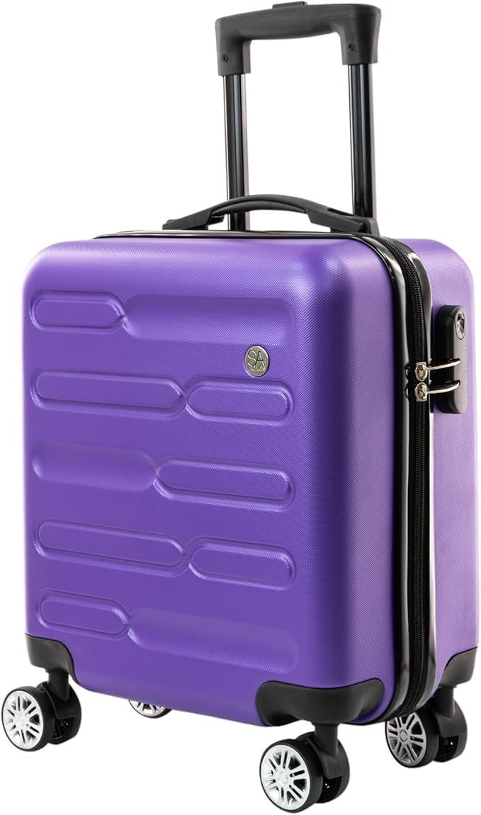 Purple Cabin Suitcase 45x36x20cm - Lightweight Hardshell Carry On Luggage with 4 Spinner Wheels, Telescopic Handle - Cabin Bag with Divider Pocket, Travel Case with Spacious Interior