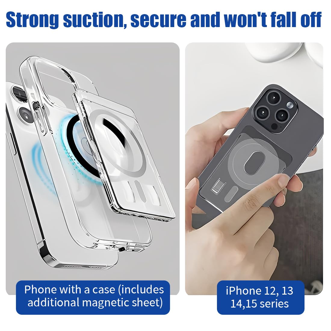 1 pcs Transparenter Magnetischer Kartenhalter, Kompatibel mit MagSafe, Kompatibel mit iPhone 15-12 Serie – Sichere Handy-Geldbörse, Langlebige, Kristallklar, Magnetischer Kartenhalter 2-Karten