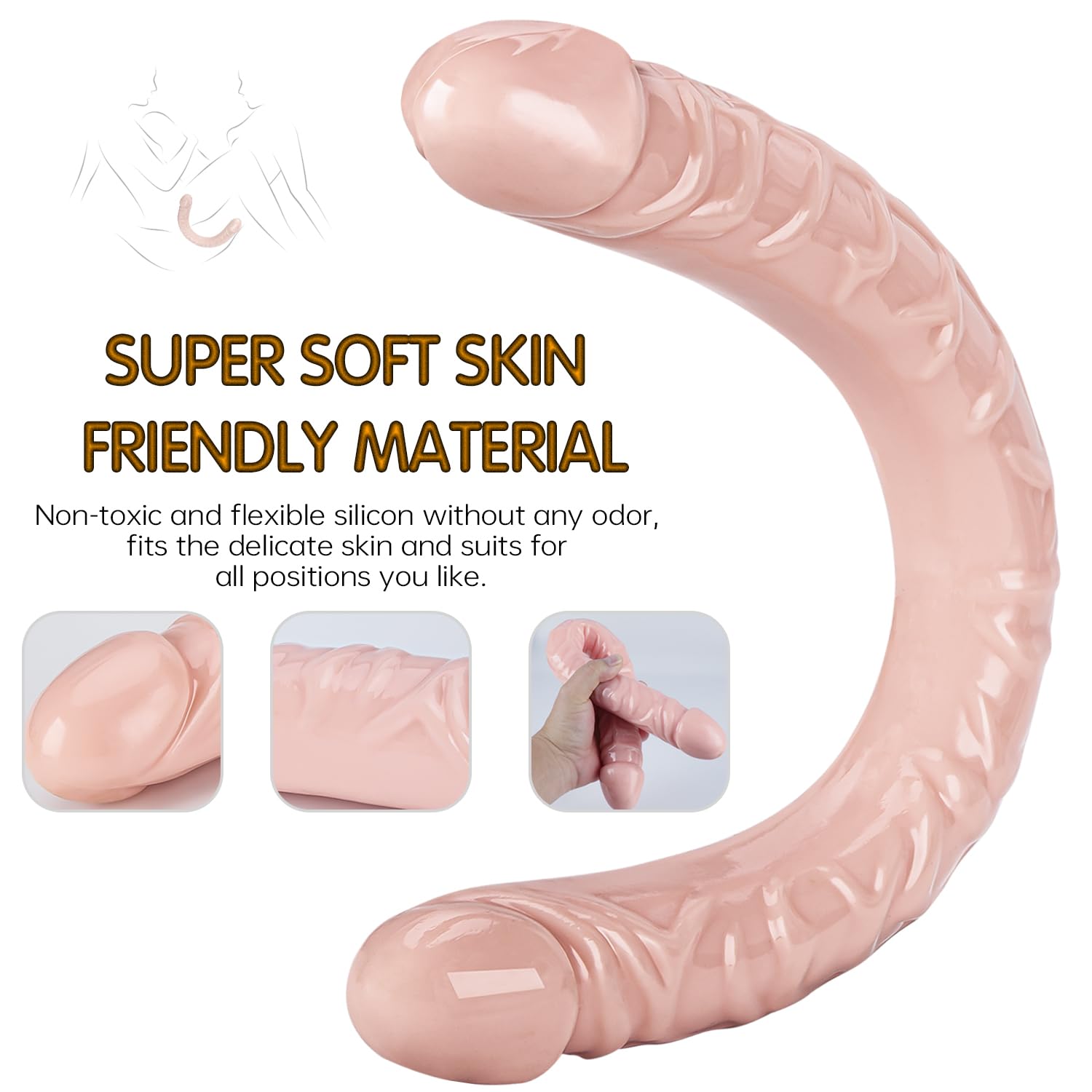 Dildo Nero Realistico Enorme Doppio Per Doppio Lato Lesbico Anale G-Spot Stimolatore Giocattolo Del Sesso Per Le Donne Uomini Coppie Dildo Lunghezza 44 CM Diametro 4 CM