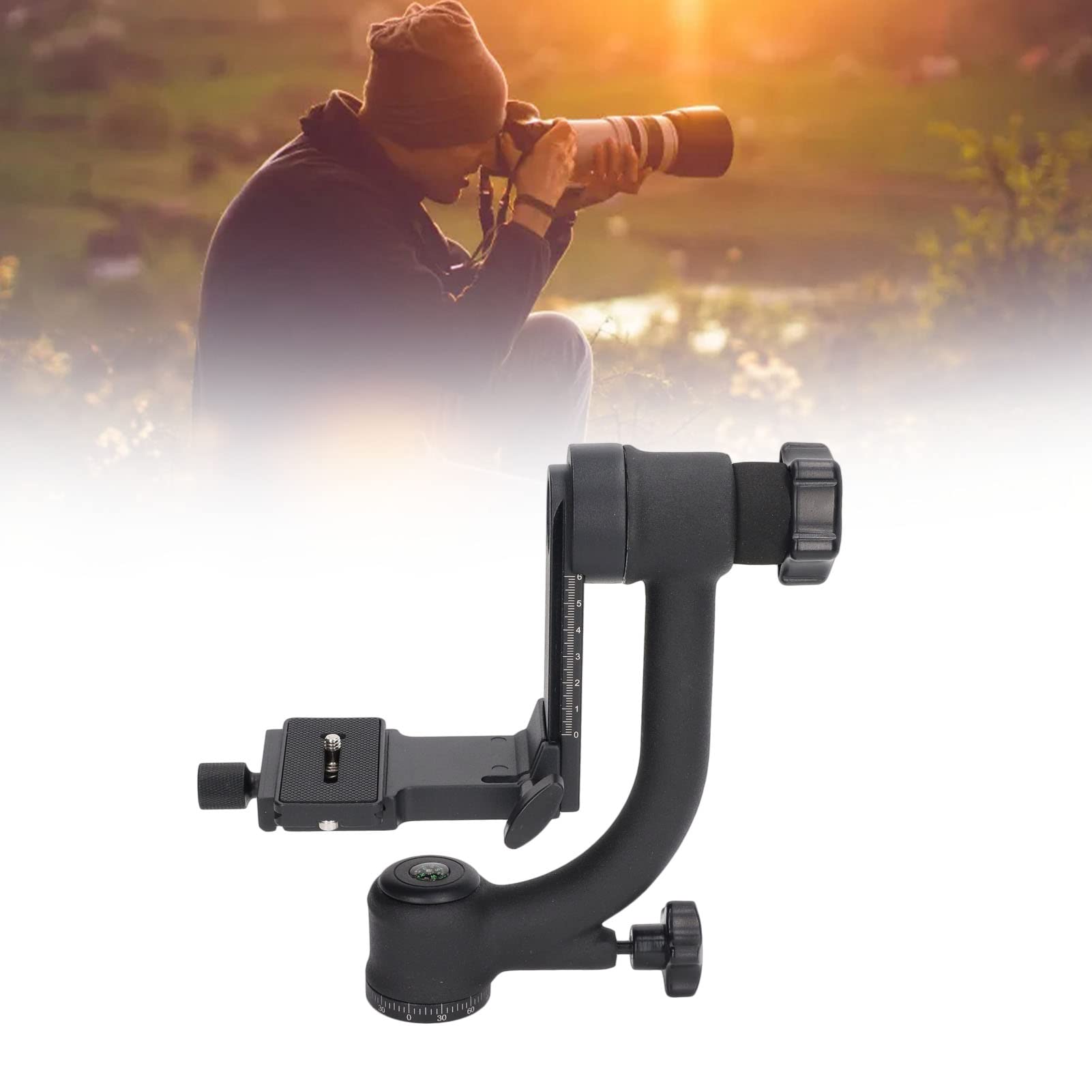 Stabilizzatore della Testa a Sfera, Testa a Sfera Panoramica Interamente in Metallo con Piastra a Sgancio Rapido per la Fotografia Naturalistica