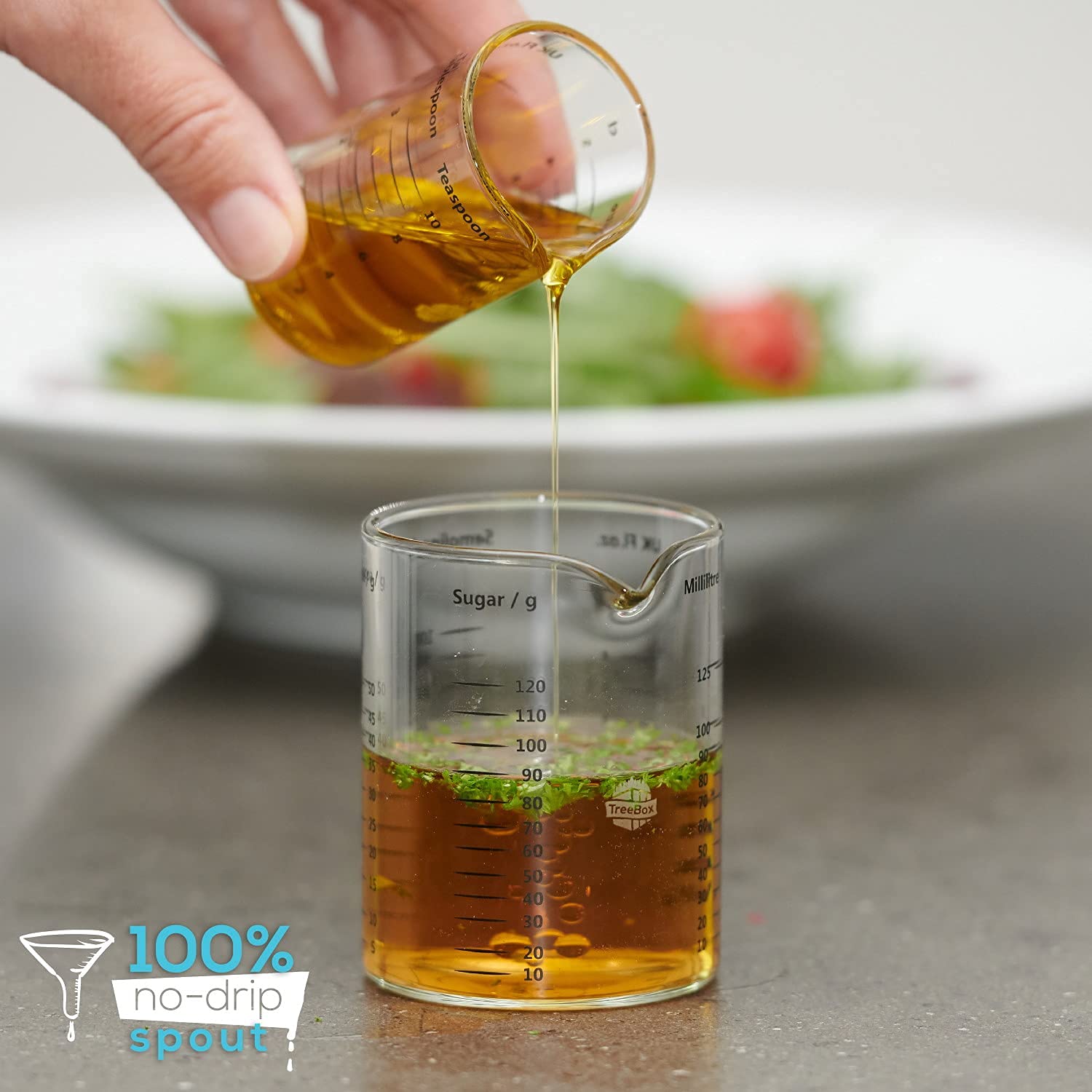 Taza medidora de vidrio con pico - 3 piezas - Resistente al calor y apto para microondas – Diferentes unidades de medida - Perfecto para hornear, cocinar y mezclar