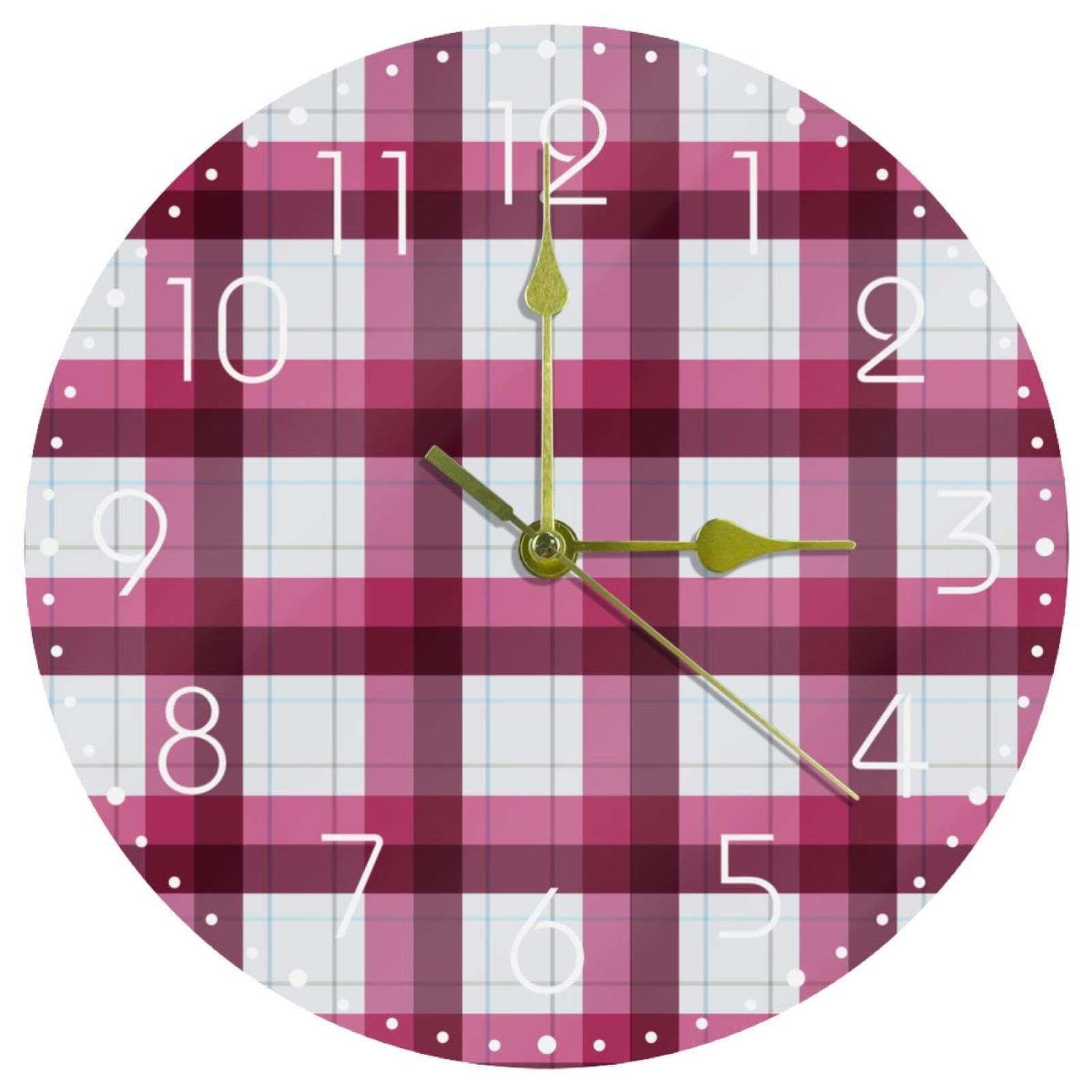 Horloge murale acrylique rose de 25.4 cm silencieuse pour salon