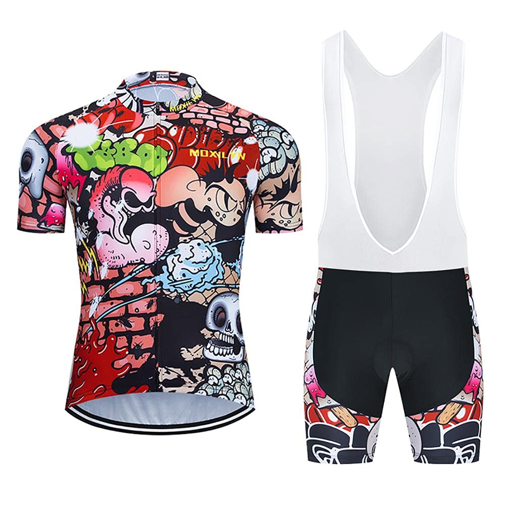Hombres Jersey + Pantalones Cortos Mangas Cortas de Ciclismo Ropa Maillot Transpirable para Deportes al Aire Libre Ciclo Bicicleta