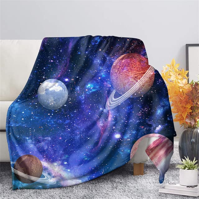Mantas para Sofa Grandes 150x200 Universo Planeta Azul, Manta para Cama 90 de Invierno, Manta Polar Reversible de Microfibra y Franela Suave, Infantil Manta para Adultos Niños Viajes