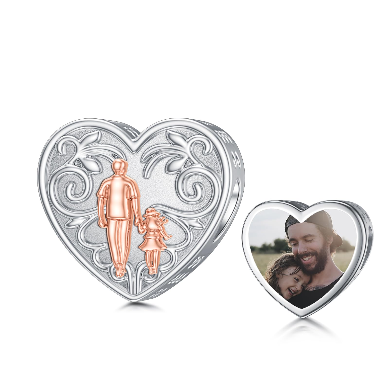PROESS Father Mother Daughter Charm fit Charms Bracelet Sterling Silver Charms for Bracelets Birthday Valentines Day Gifts for Daughter Mother Lover