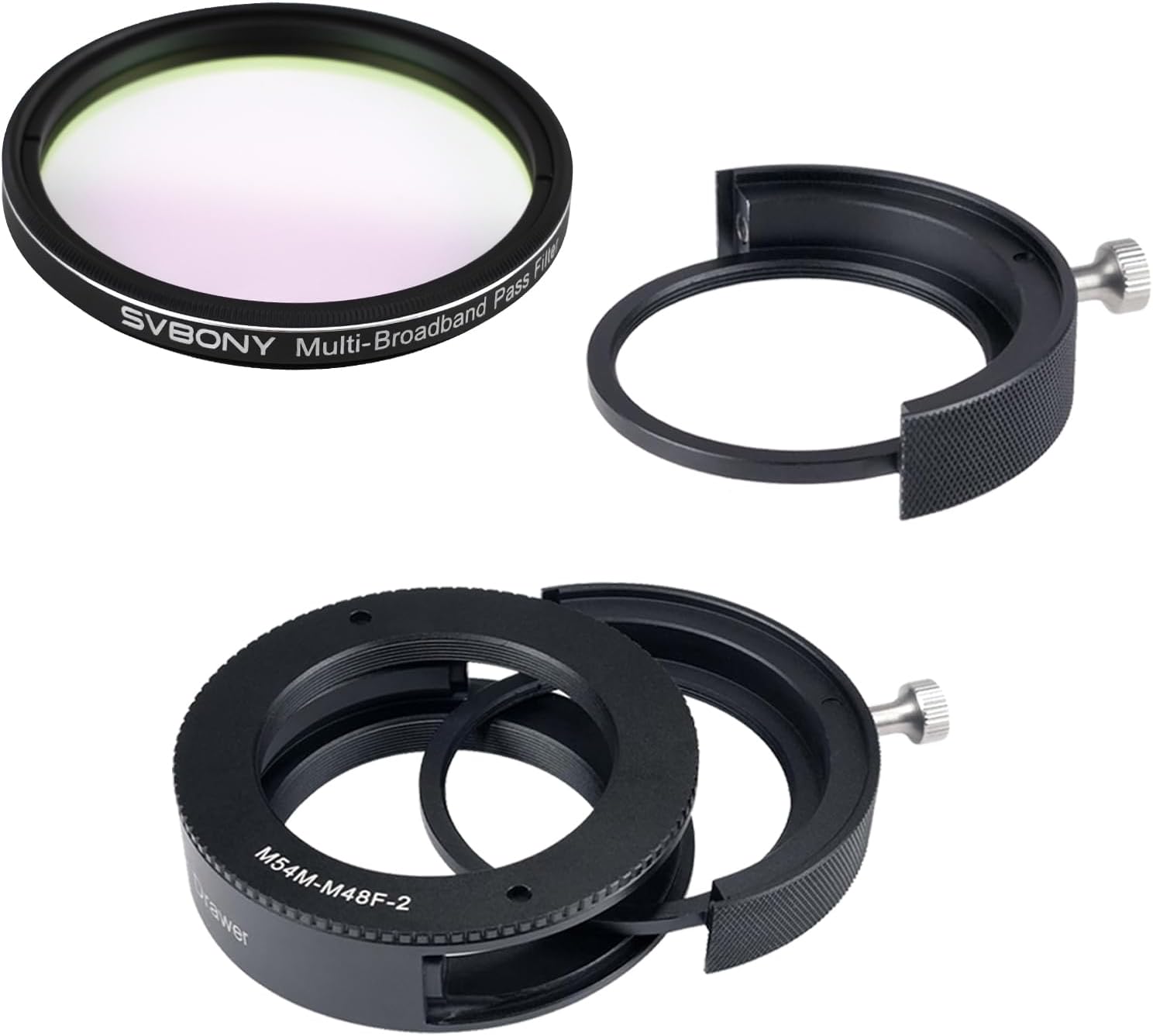 SVBONY SV260 Telescope Filter, 2'' Multi-bandpass Star Field Filter, Cut-Off Depth OD4, Light Pollution Filter Bundle with SV226 M54 Telescope Filter Drawer for Deep Sky Astrophotography