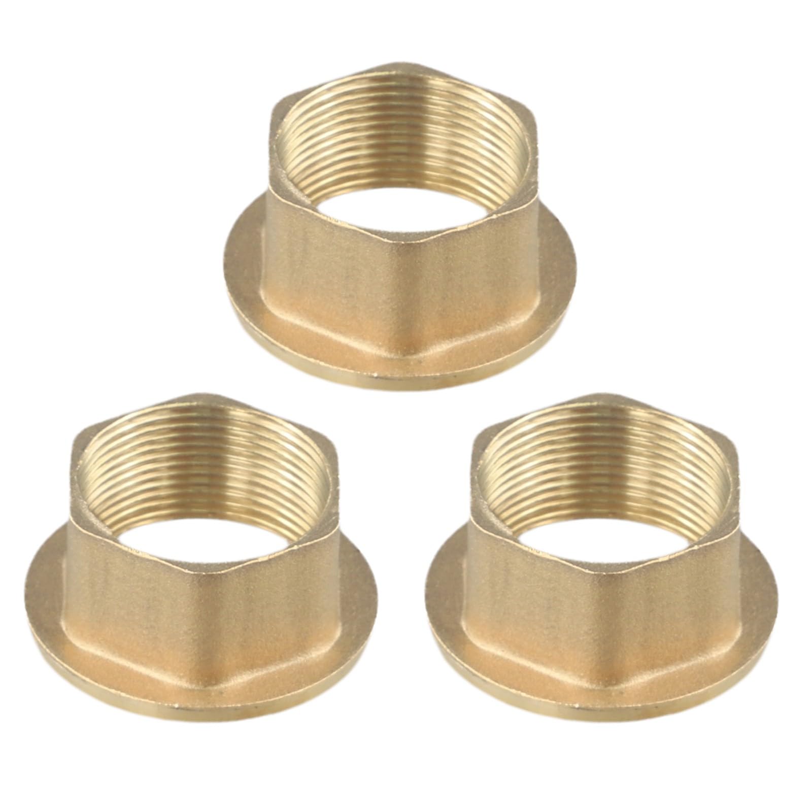 WheatThrive Brass Backnut, 32mm Back Nut, Monobloc Tap Nut, Fine Pitch Thread, Secure Seal, Gold Finish, 3 Pack for Kitchen Basin Sink